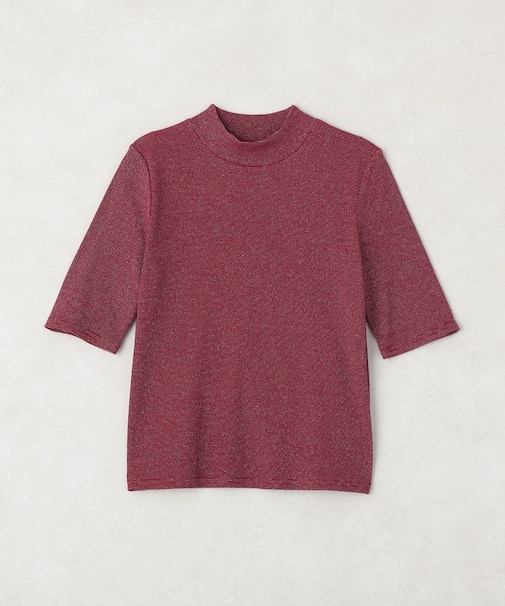 ラメリブプチハイネックTシャツ