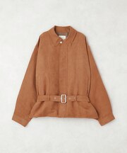 ウェストベルトフェイクレザーブルゾン