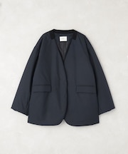 【撥水・軽量・防風】薄中綿ノーカラージャケット