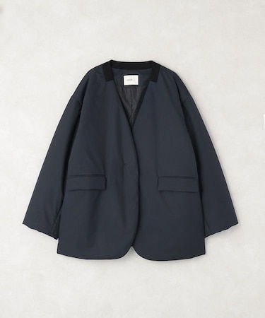 【撥水・軽量・防風】薄中綿ノーカラージャケット