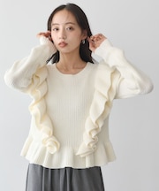 フリルニットプルオーバー