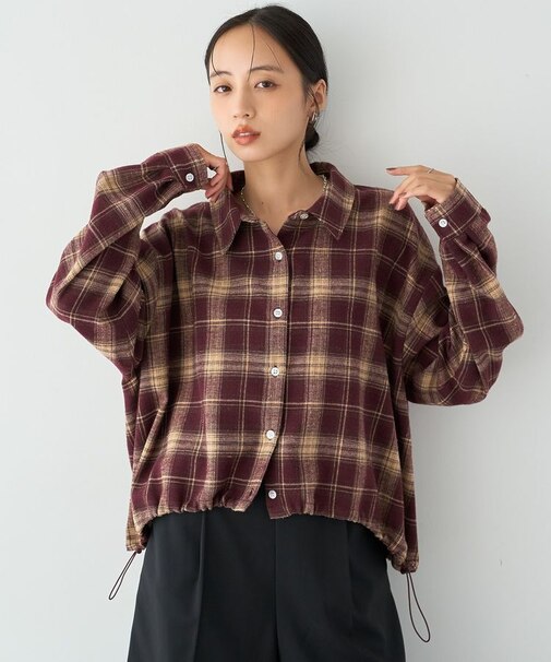 ネルチェックドロストシャツ