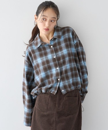 ネルチェックドロストシャツ
