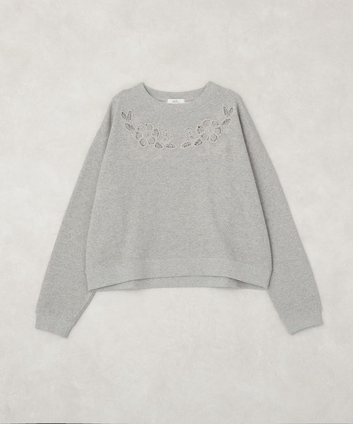 フラワーカットワーク刺繍スウェット