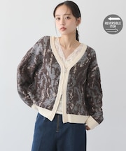 【セットアップ対応】バーシブルジャカードジップカーディガン