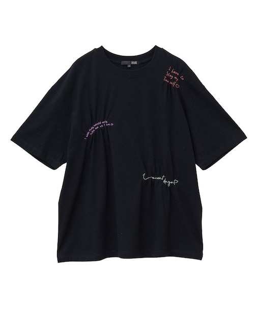 ・SUGAR SPOON ギャザーロゴ刺繍TEE