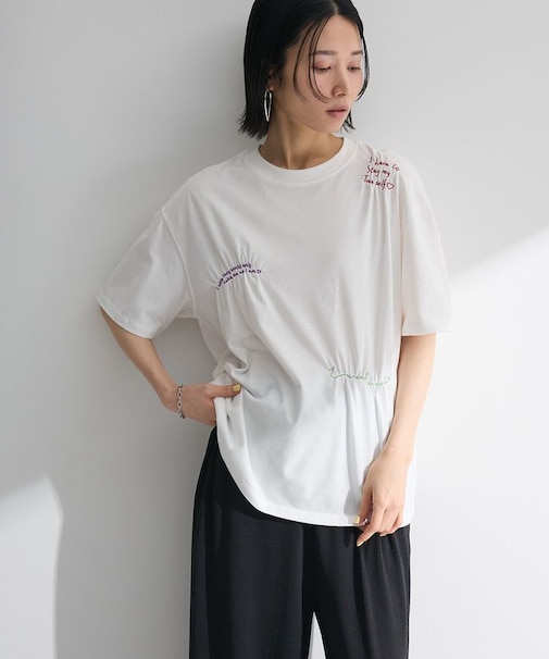 ・SUGAR SPOON ギャザーロゴ刺繍TEE