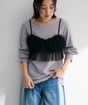 SET2点チュールビスチェ+表面感プルオーバー