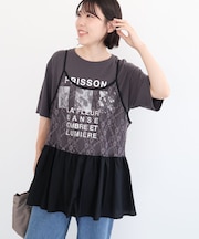 SET2点フォトＴシャツ+レースキャミビスチェ