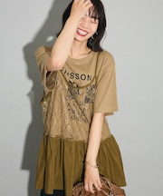 SET2点フォトTシャツ+レースキャミビスチェ