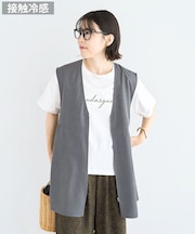 麻調ミディ丈ZIPベスト