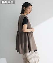 麻調ミディ丈ZIPベスト