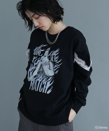 VILLAINS/レースドッキングプリントスウェット