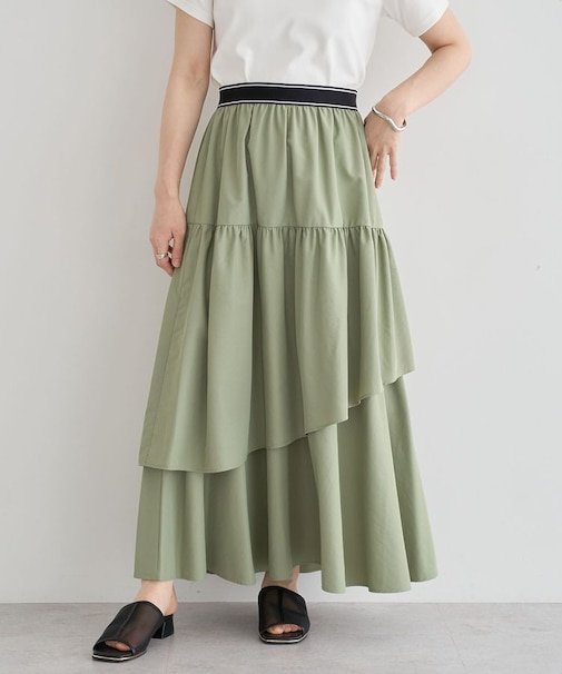 ウエストラインフリルティアードスカート