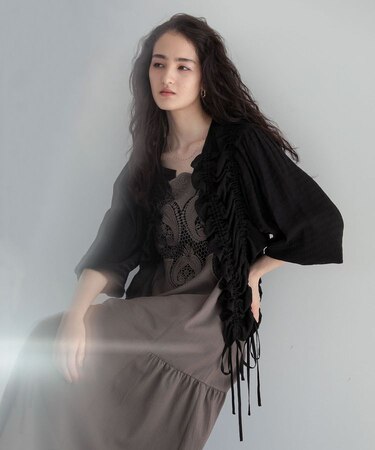 ■ESCARシアーギンガムシャーリングカーディガン