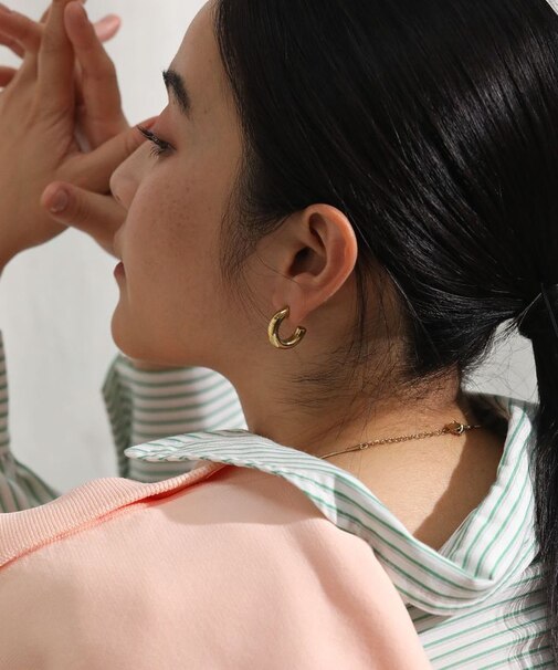 everywalk.ステンレスチャンキーフープピアス