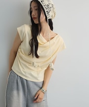 ドレープオフショルフレンチ袖Tシャツ