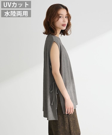 サイドリボンノースリーブチュニック