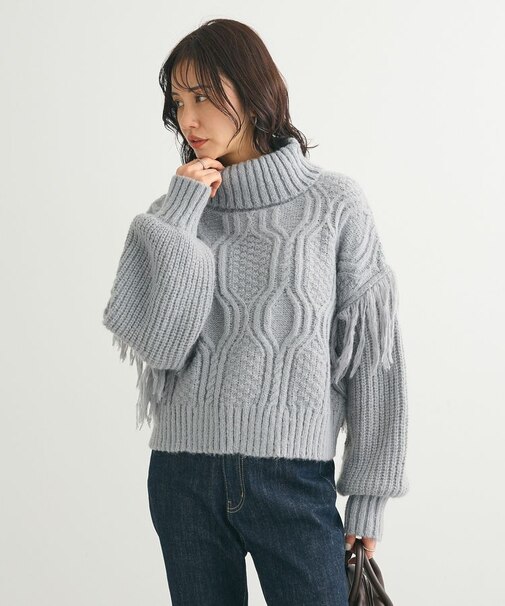 ・swing by フリンジタートルニット