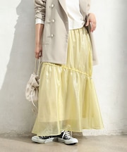 シアーシャイニードロストティアードスカート