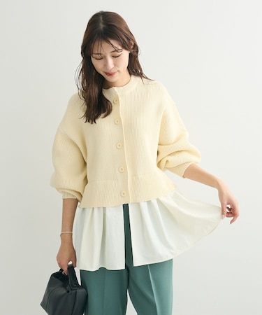 ・ELENCARE DUE スソレイヤーニットカーディガン