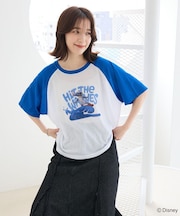 スティッチ/シアー半袖ラグランTシャツ