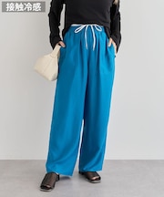 接触冷感ウエストレイヤードツイルパンツ
