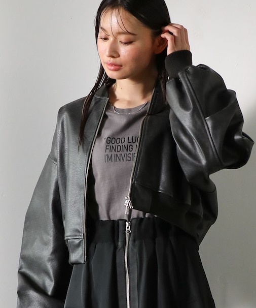 ・ELENCARE DUE 合皮MA-1ブルゾン