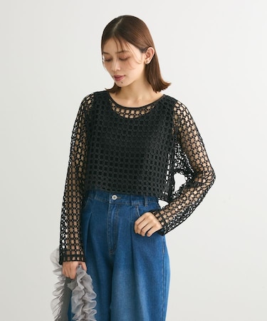 ・SUGAR　SPOON　フラワーメッシュプルオーバー