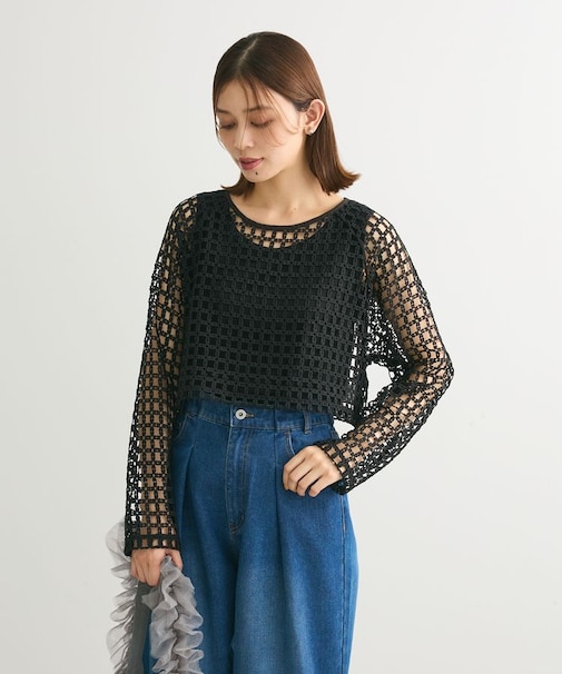 ・SUGAR　SPOON　フラワーメッシュプルオーバー