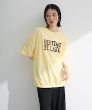 カレッジロゴ刺繍5分袖チュニック