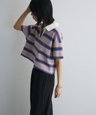 エムブレム刺繍ショートボーダーカットソー