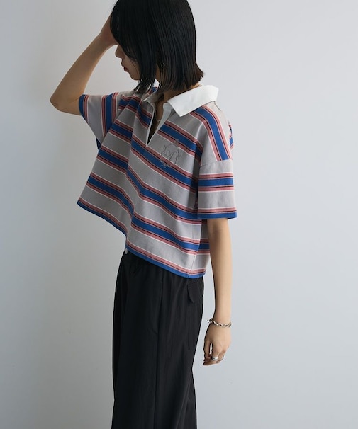 エムブレム刺繍ショートボーダーカットソー