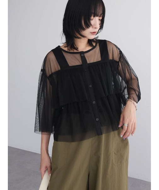 ・SUGAR　SPOON　チュールティアードブラウス