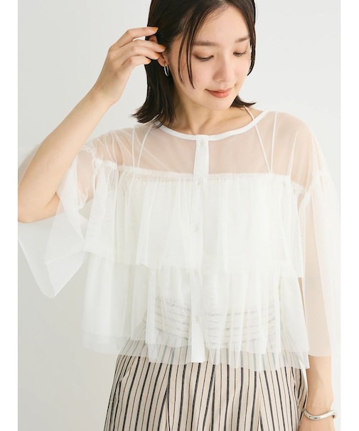 ・SUGAR　SPOON　チュールティアードブラウス