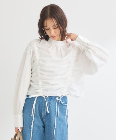 ・ANDSEARCH ドロストリボンブラウス