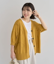 刺繍コードVネックフレンチカーディガン