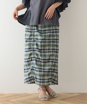チェック柄シャーリングIラインスカート