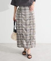 チェック柄シャーリングIラインスカート