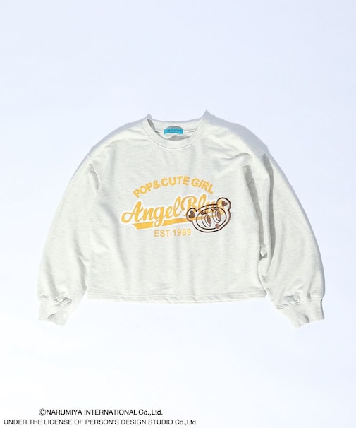 ANGEL BLUE長袖ロゴ刺繍プルオーバー