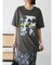 レトロフラワーロゴ入りプリントTシャツ