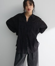 ・ELENCARE DUE テープ刺繍シアーシャツ