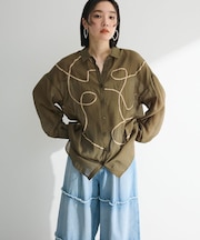 ・ELENCARE DUE テープ刺繍シアーシャツ