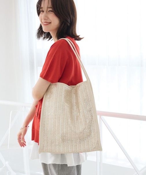 andmikkaパイピング箔雑材トートバック