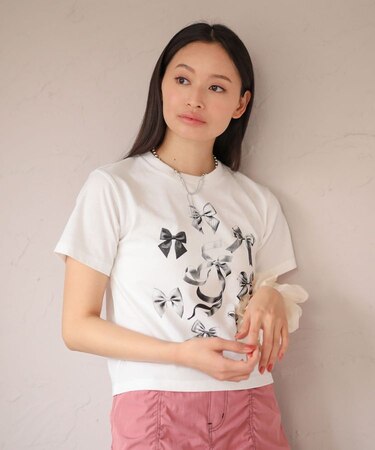 ・DOUBLE FLAGS リボンpt TEE