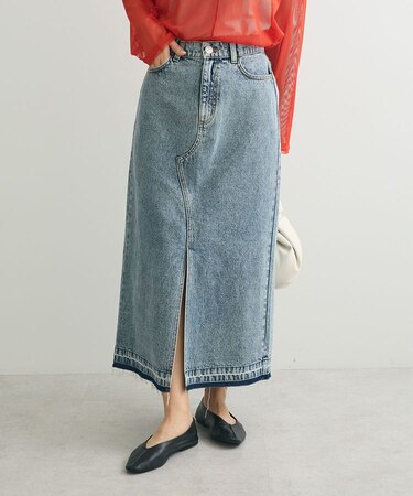 フロントスリットデニムロングスカート