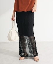 透かし柄ニットレースIラインスカート
