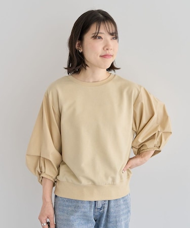 2WAY7分袖タック裾ZIPプルオーバー