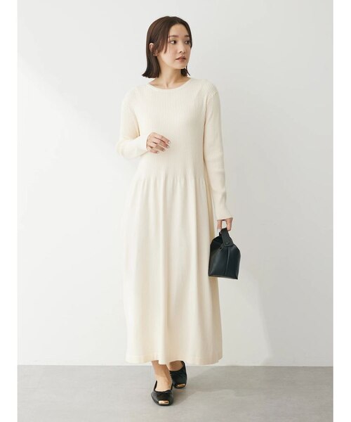 トリコシック　ニットフレアワンピース　ウール　モヘア　Aライン　上品（1061） トリコシック ニットフレアワンピース ウール モヘア Aライン