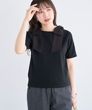 ・swing by ショルダーリボンリブカットソー